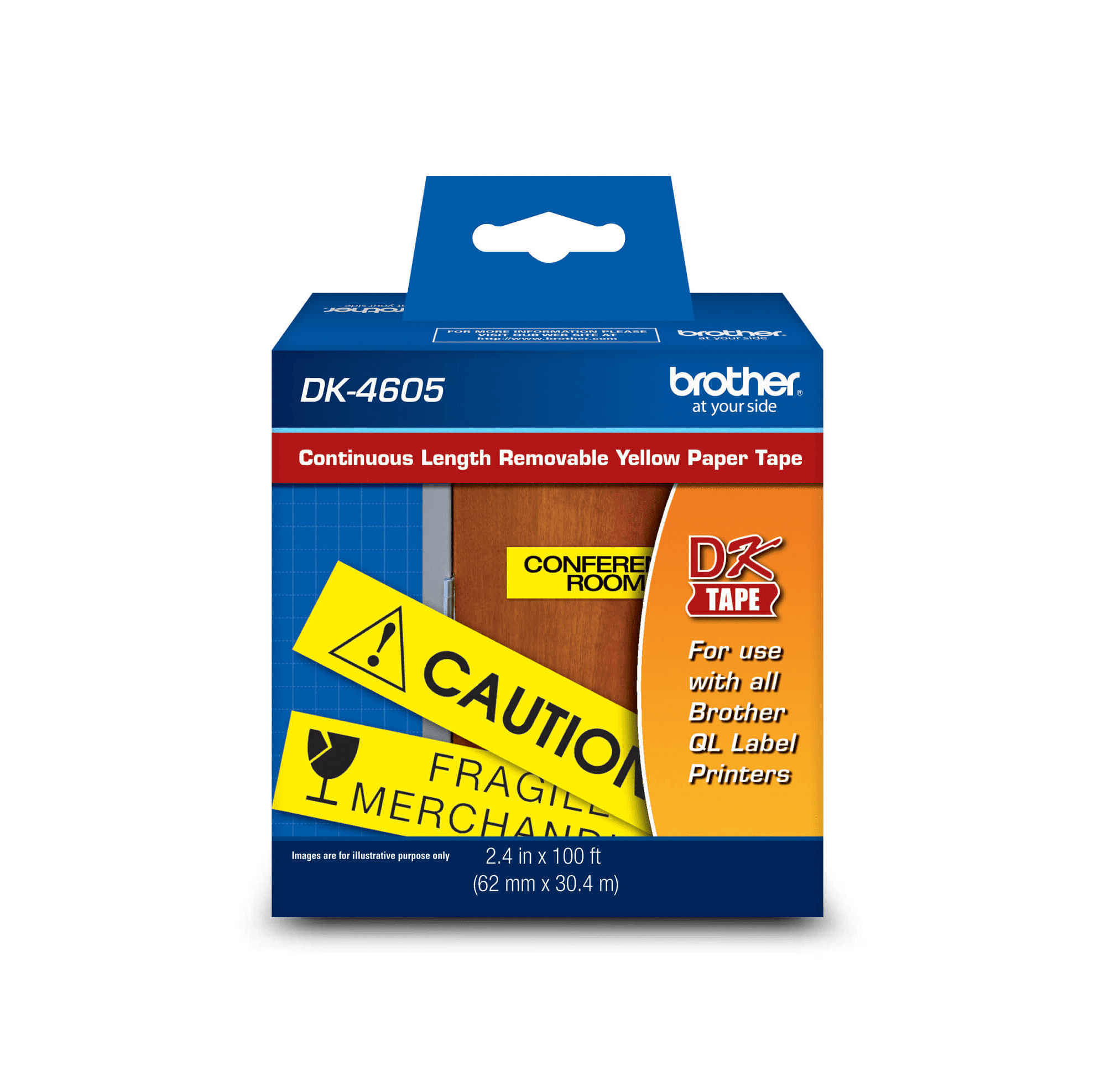 brother-dk-4605-black-yellow-removable-continuous-length-paper-tape-2-4-x-100-62-mm-x-30-4-m  toners.ca